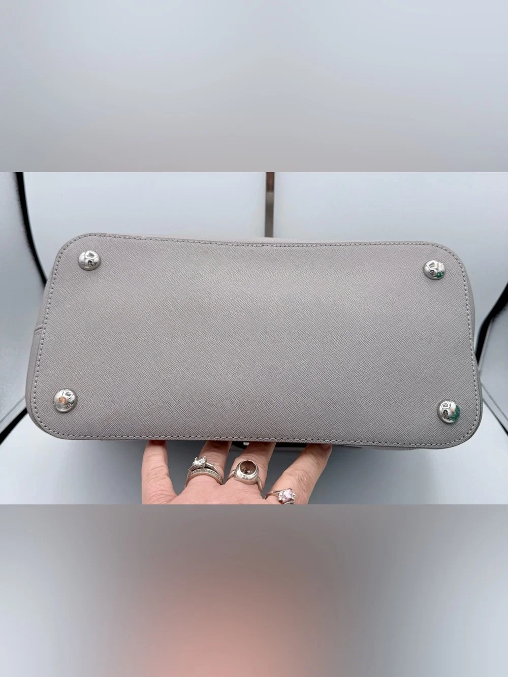 Michael Kors Jet Set Travel Grey Saffiano Leather Tote with Silver Hardware